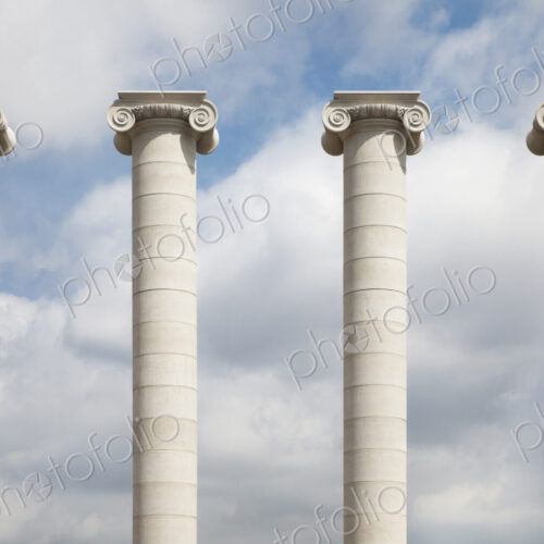 Four Corinthian columns at the Museu Nacional dArt de Catalunya.